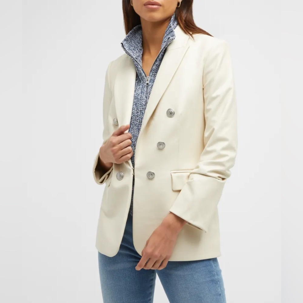 SOLD - NEW WITHOUT TAGS VERONICA BEARD Beacon Dickey Faux Leather Ecru Jacket 4 - Picture 5 of 15